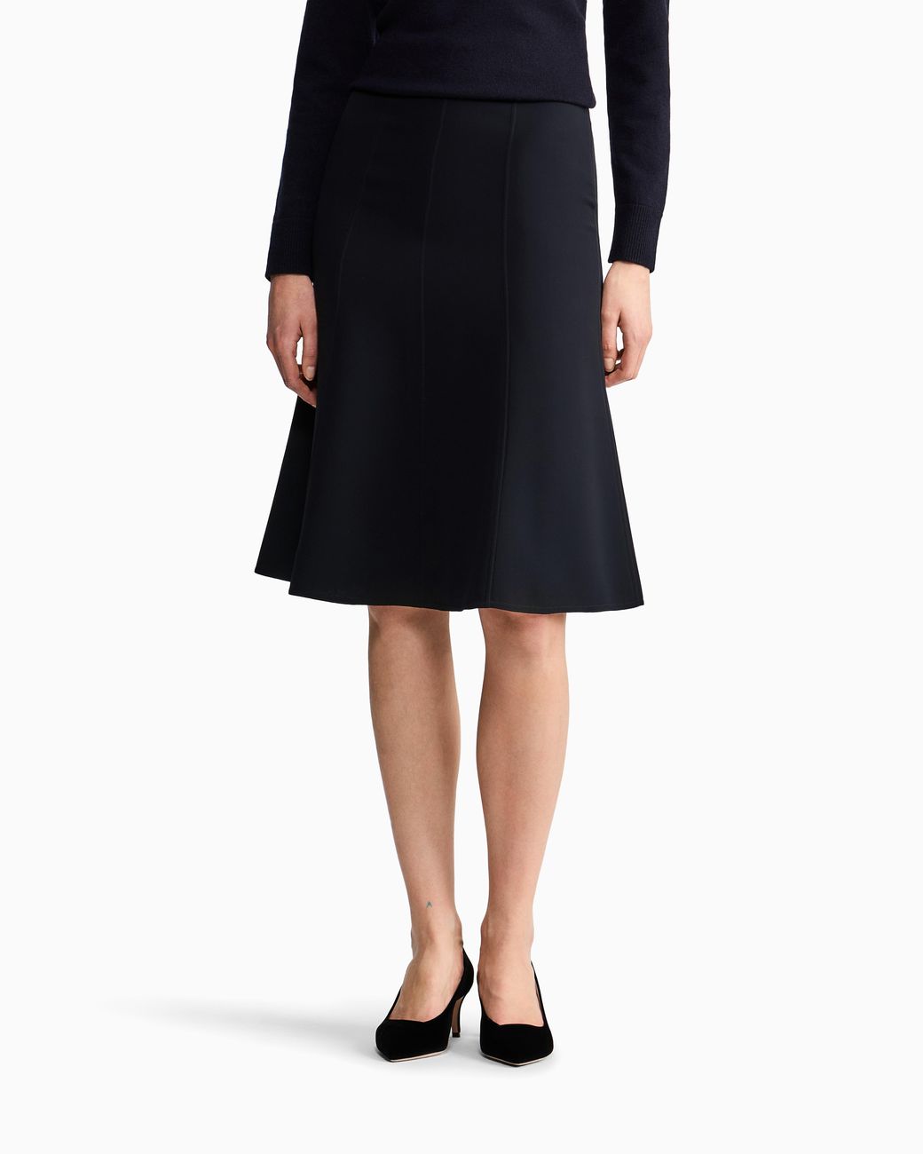 Giorgio Armani Black Silk Midi Skirt