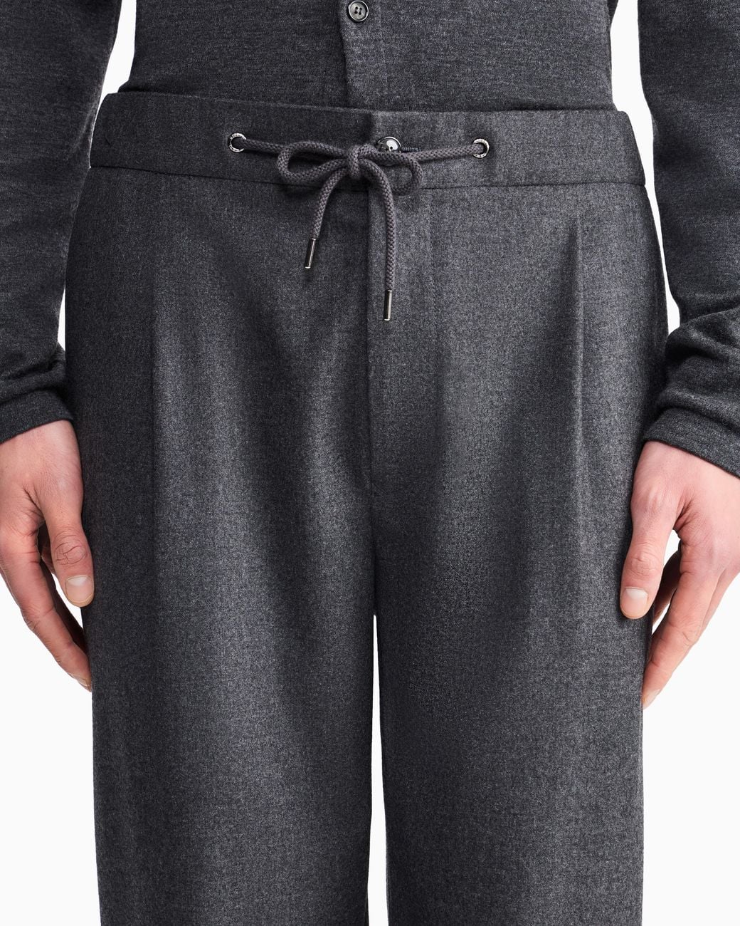 Giorgio Armani Gray Trouser Cashmere Regular Fit Solid Stretch Drap for men