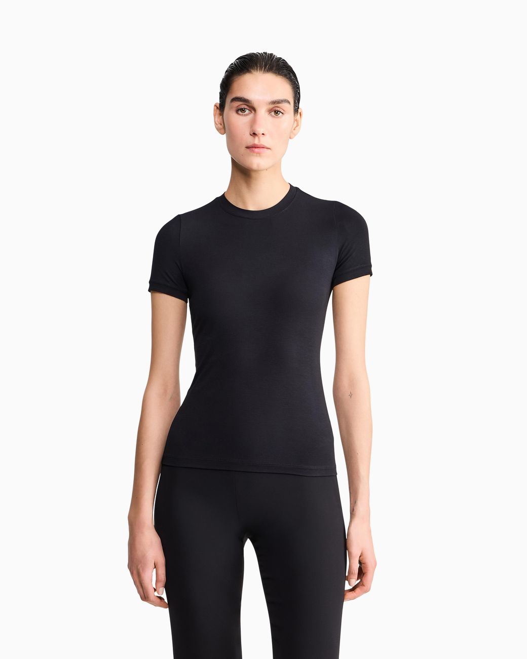Giorgio Armani Black Jersey T-Shirt With A Crew Neck And Short Sleeves