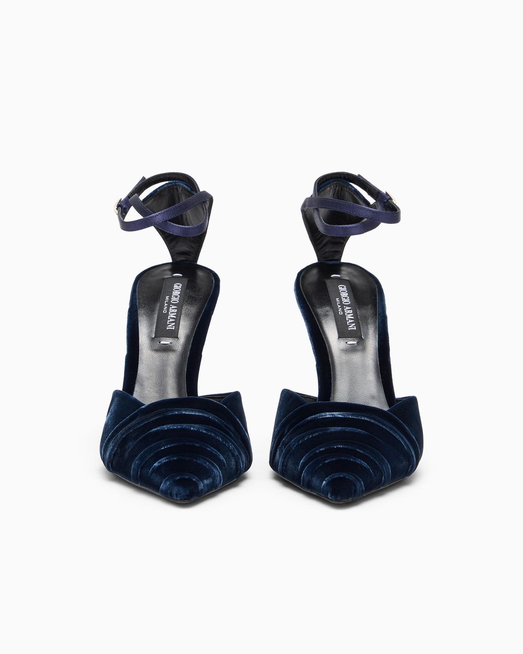 Giorgio Armani White Velvet Pumps With Strap And Stiletto Heel
