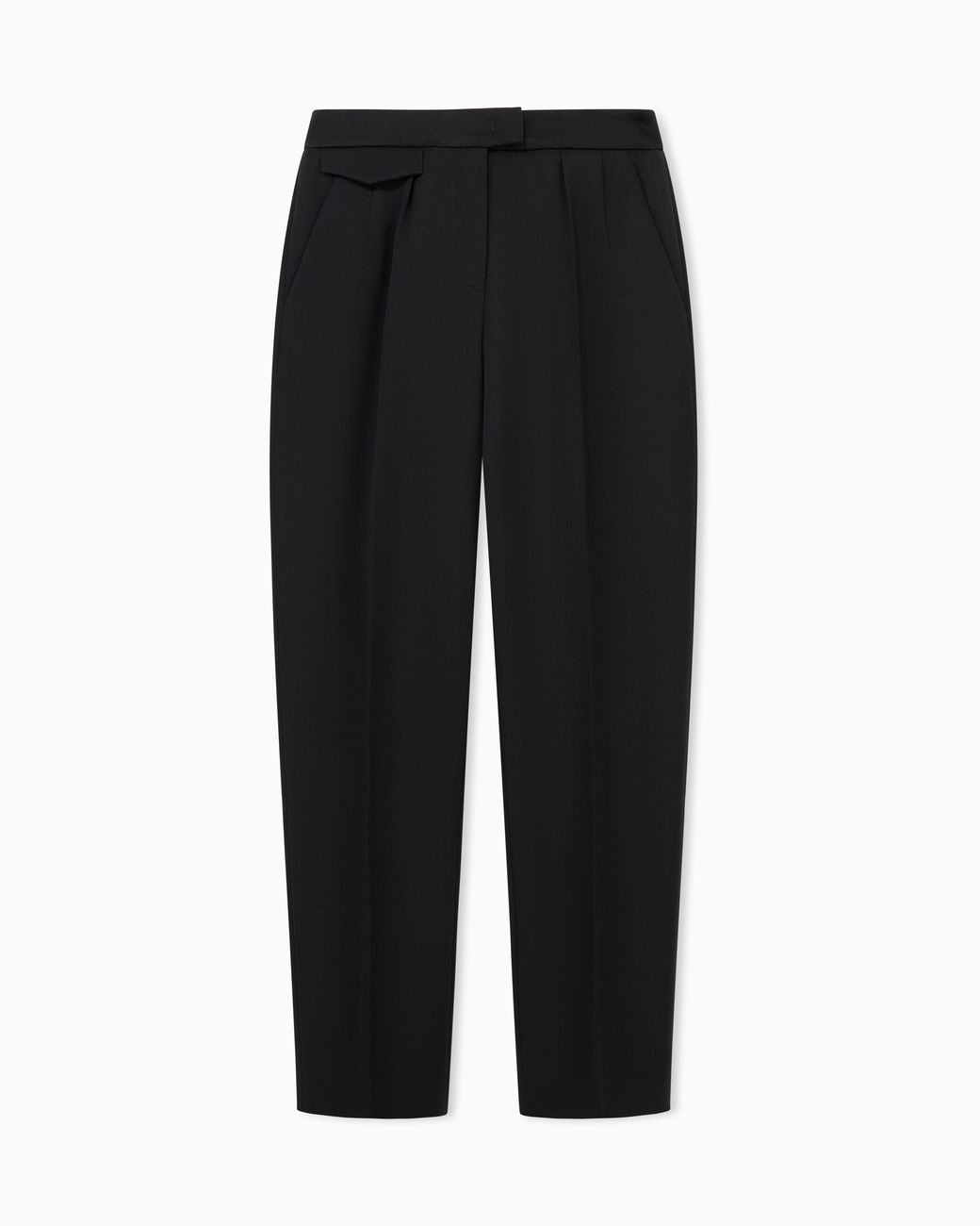 Giorgio Armani Black Virgin Straight Trousers With A Flap Pocket