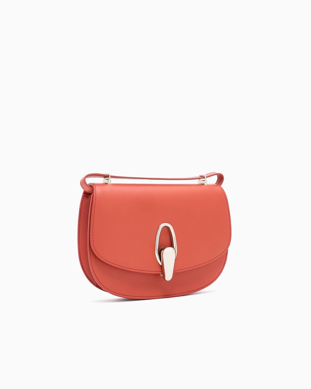 Giorgio Armani Red Smooth Leather Shoulder Bag With Metal Clasp