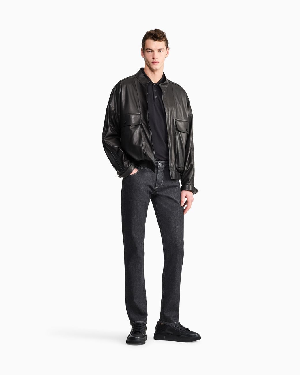 Giorgio Armani Black Slim Fit Polo for men