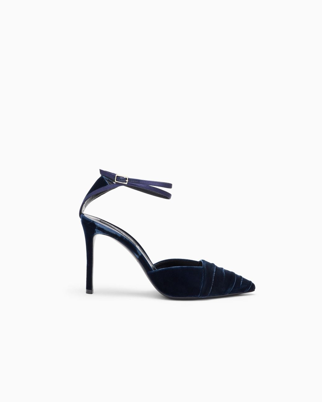 Giorgio Armani White Velvet Pumps With Strap And Stiletto Heel