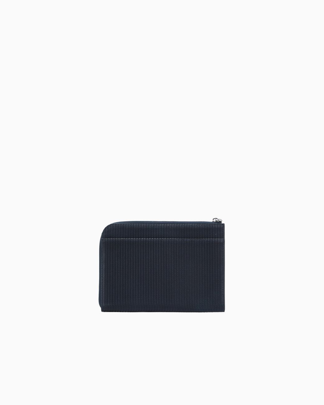 Giorgio Armani Blue Leather Pouch With Wave Print And Wrist Strap for men
