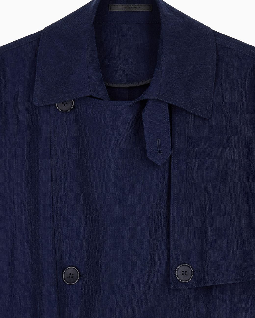 Giorgio Armani Blue Double-Breasted Washed Cupro Coat With A Belt Icon for men