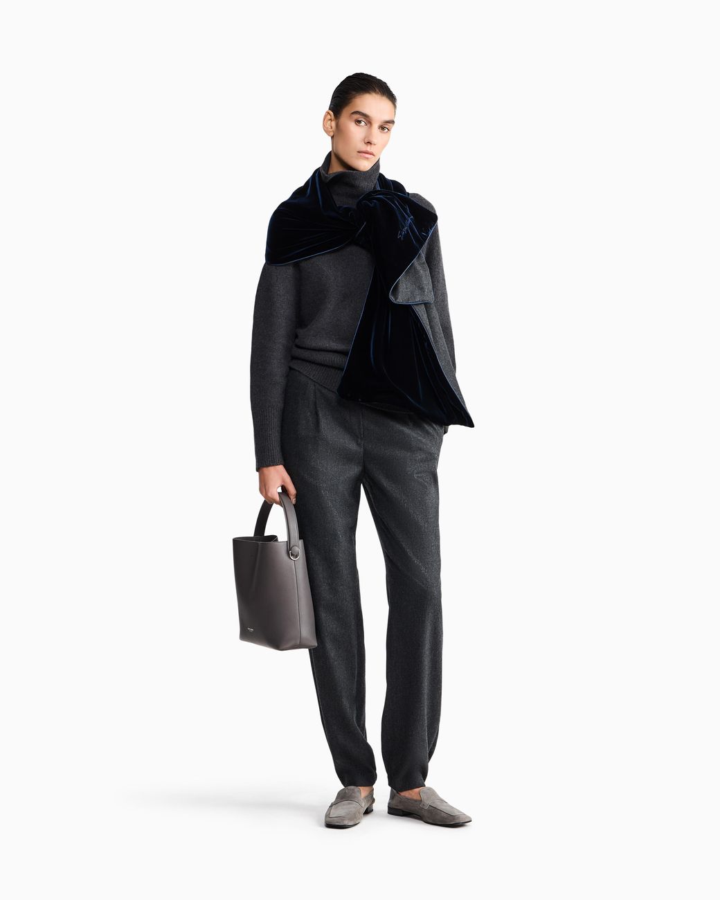 Giorgio Armani Blue Oversized Turtleneck Sweater