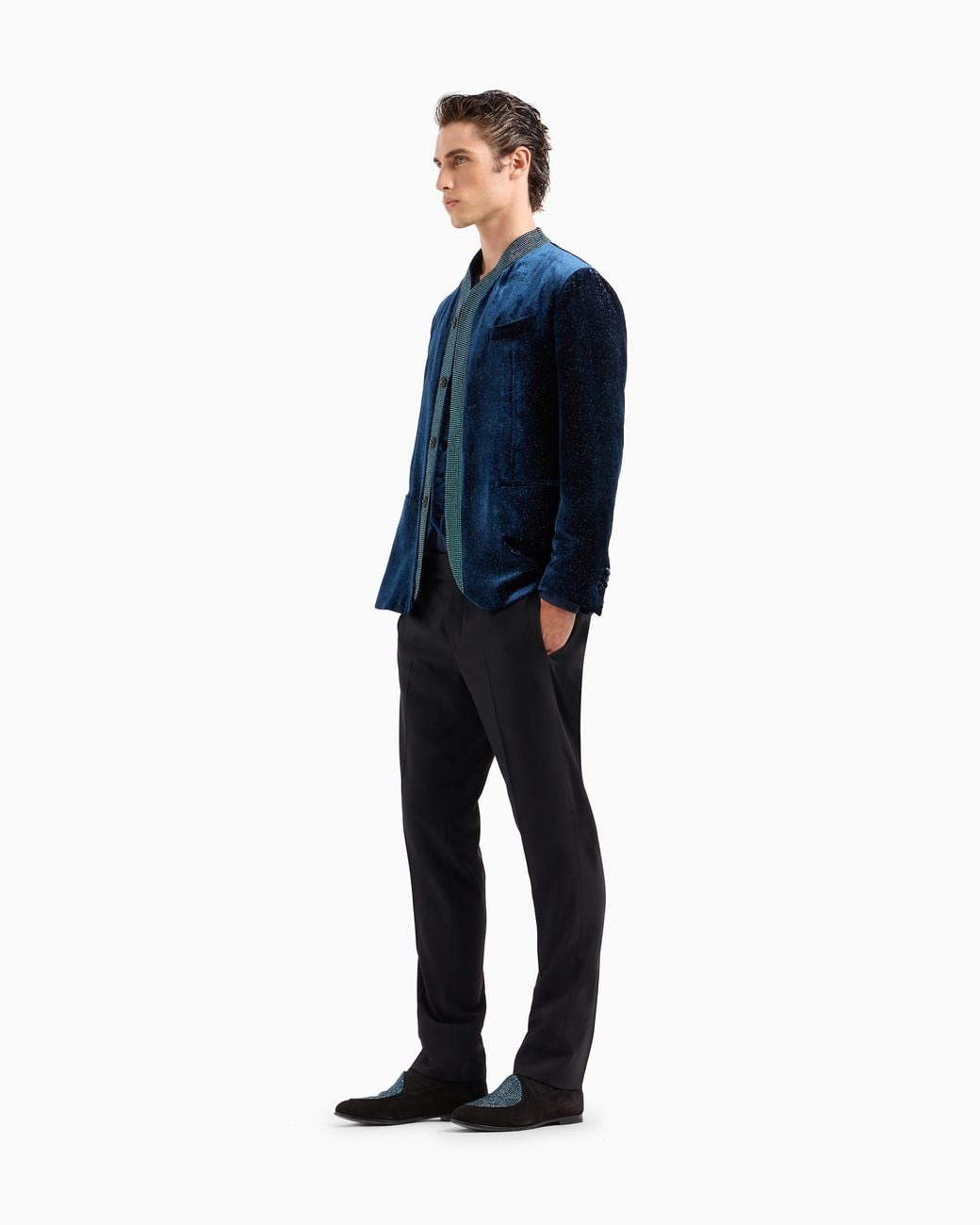 Giorgio Armani Blue Upton Line Single-Breasted Jacket for men