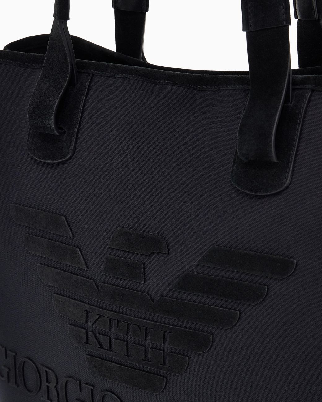 Giorgio Armani Blue Cotton Shopper With Suede Details X Kith for men