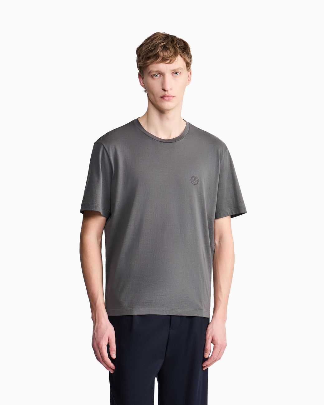 Giorgio Armani Gray T Shirt Cotton Jersey Regular Fit for men