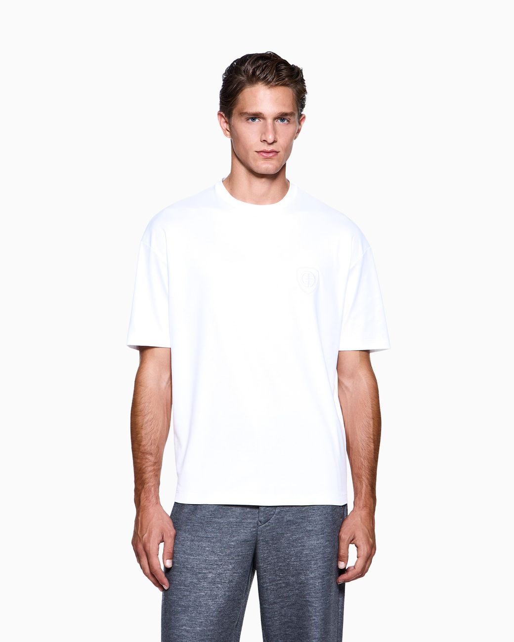 Giorgio Armani White Cotton Interlock Crew-Neck T-Shirt for men