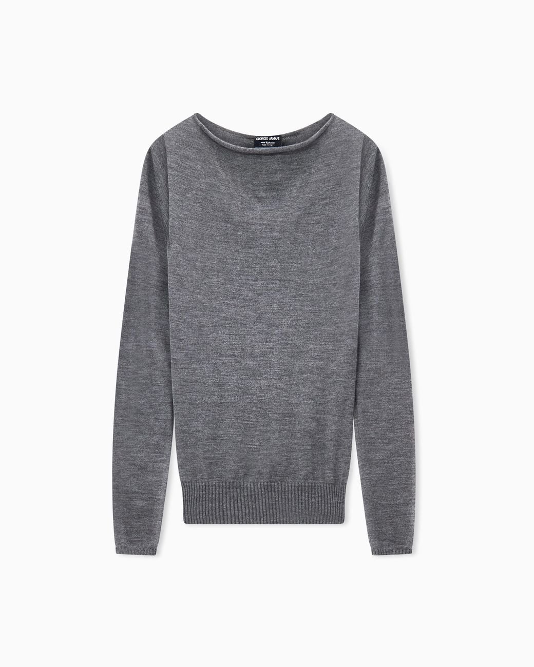 Giorgio Armani Gray Sweater Seamless Cashmere Round Neck Long Sleeve
