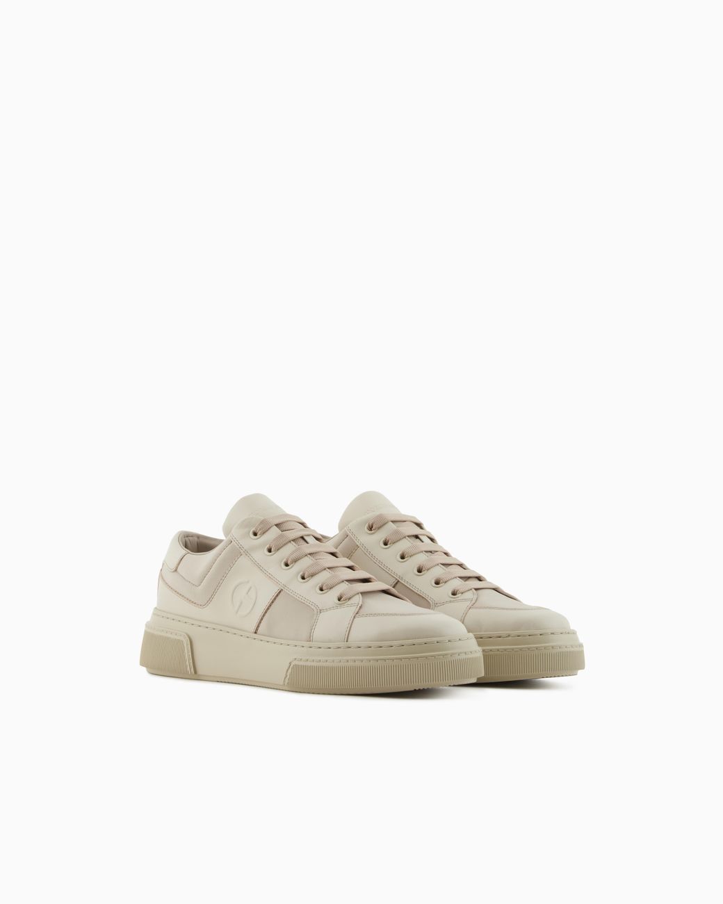 Giorgio Armani White Leather And Fabric Sneakers for men