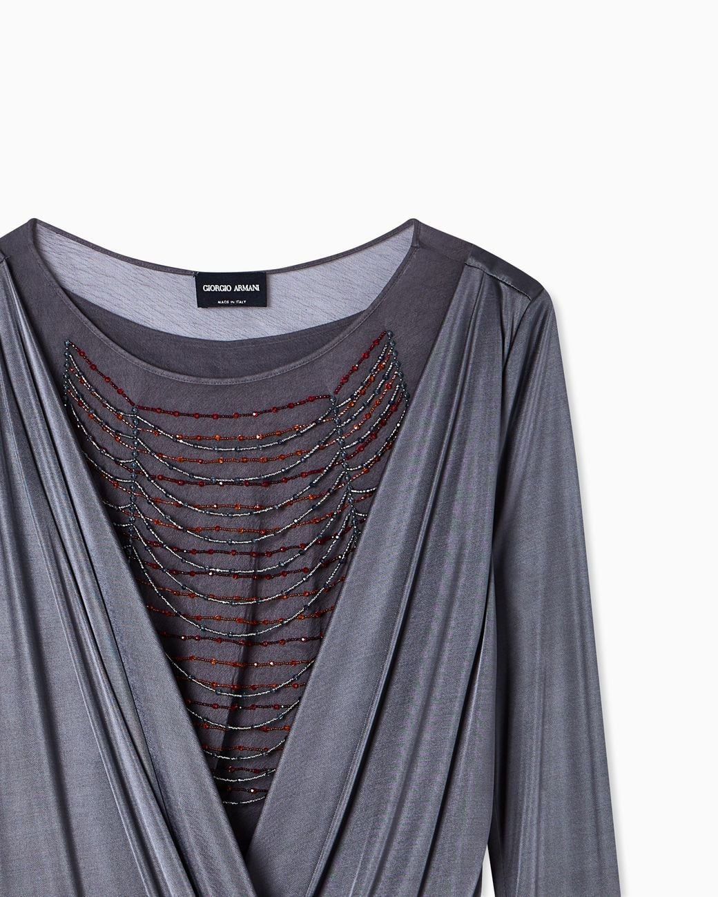 Giorgio Armani Blue Shiny Viscose Jersey Long Dress