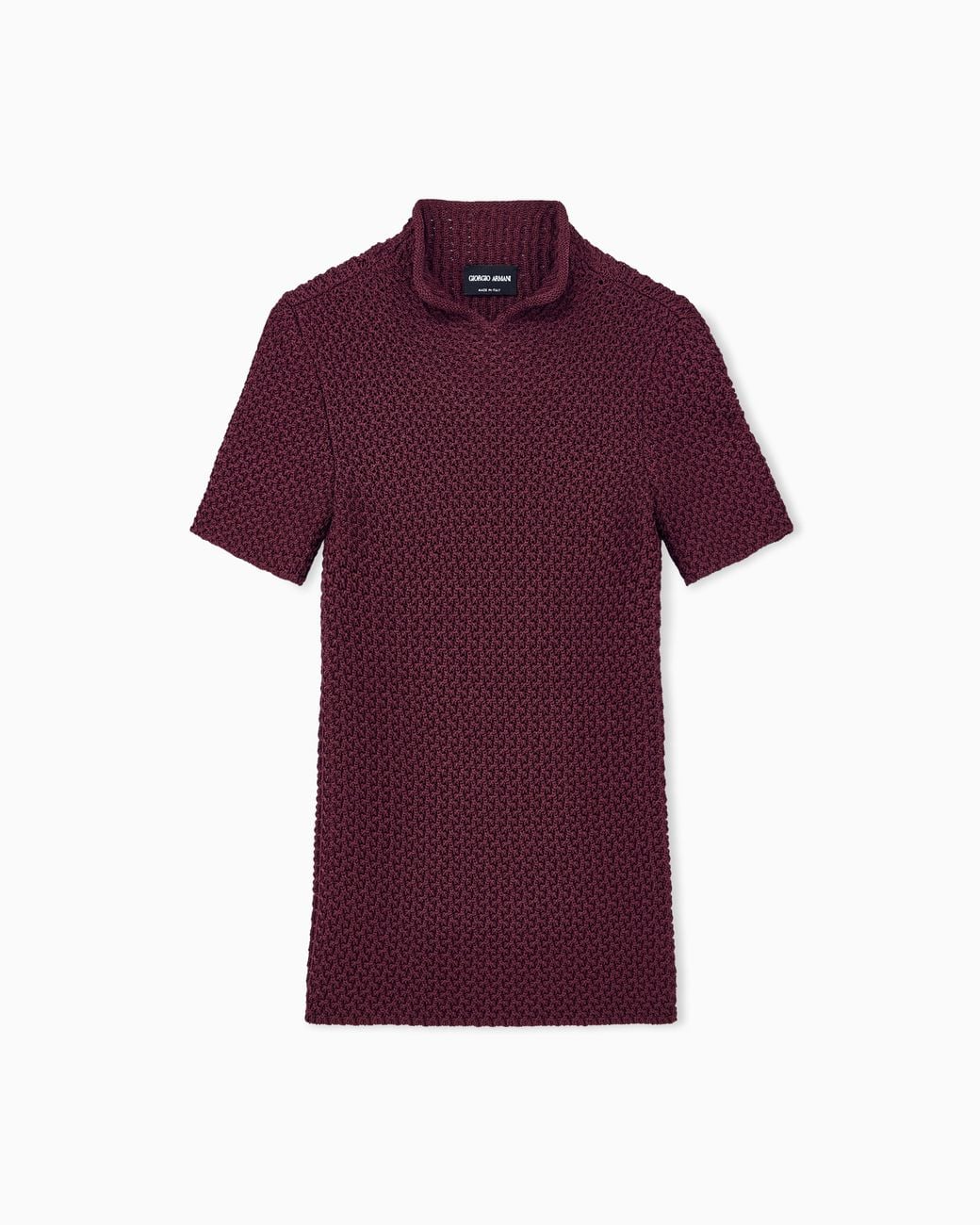 Giorgio Armani Purple Slim Fit Short Sleeve Viscose Sweater With Honeycomb Effect