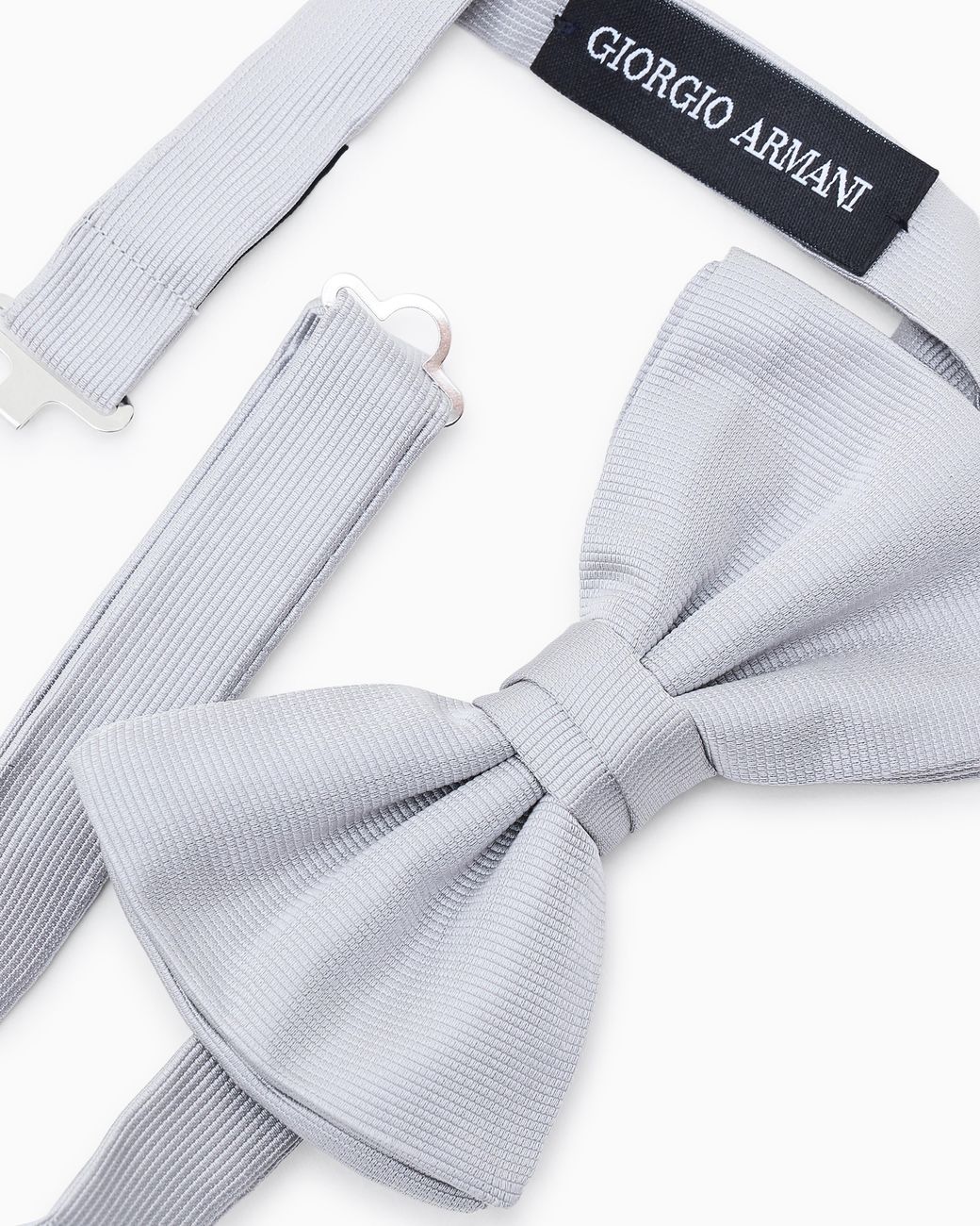 Giorgio Armani White Pure Silk Knotted Bow Tie for men