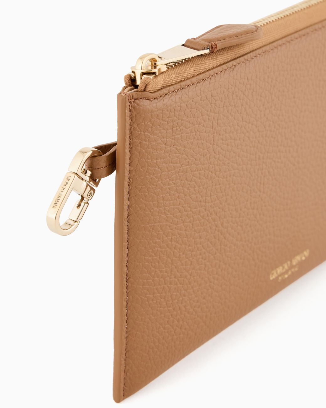 Giorgio Armani Brown Pebbled Leather Wallet With Wraparound Zip