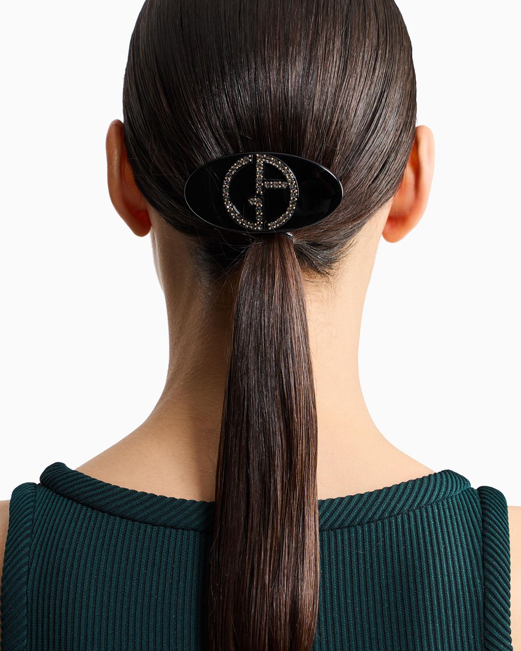 Giorgio Armani Blue Hair Clip With Crystal Logo