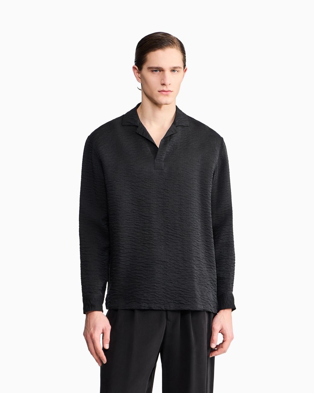 Giorgio Armani Black Jacquard Polo for men