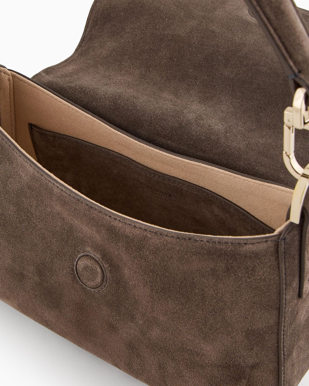 Giorgio Armani Brown Suede Bag With Flap And Crossbody Strap