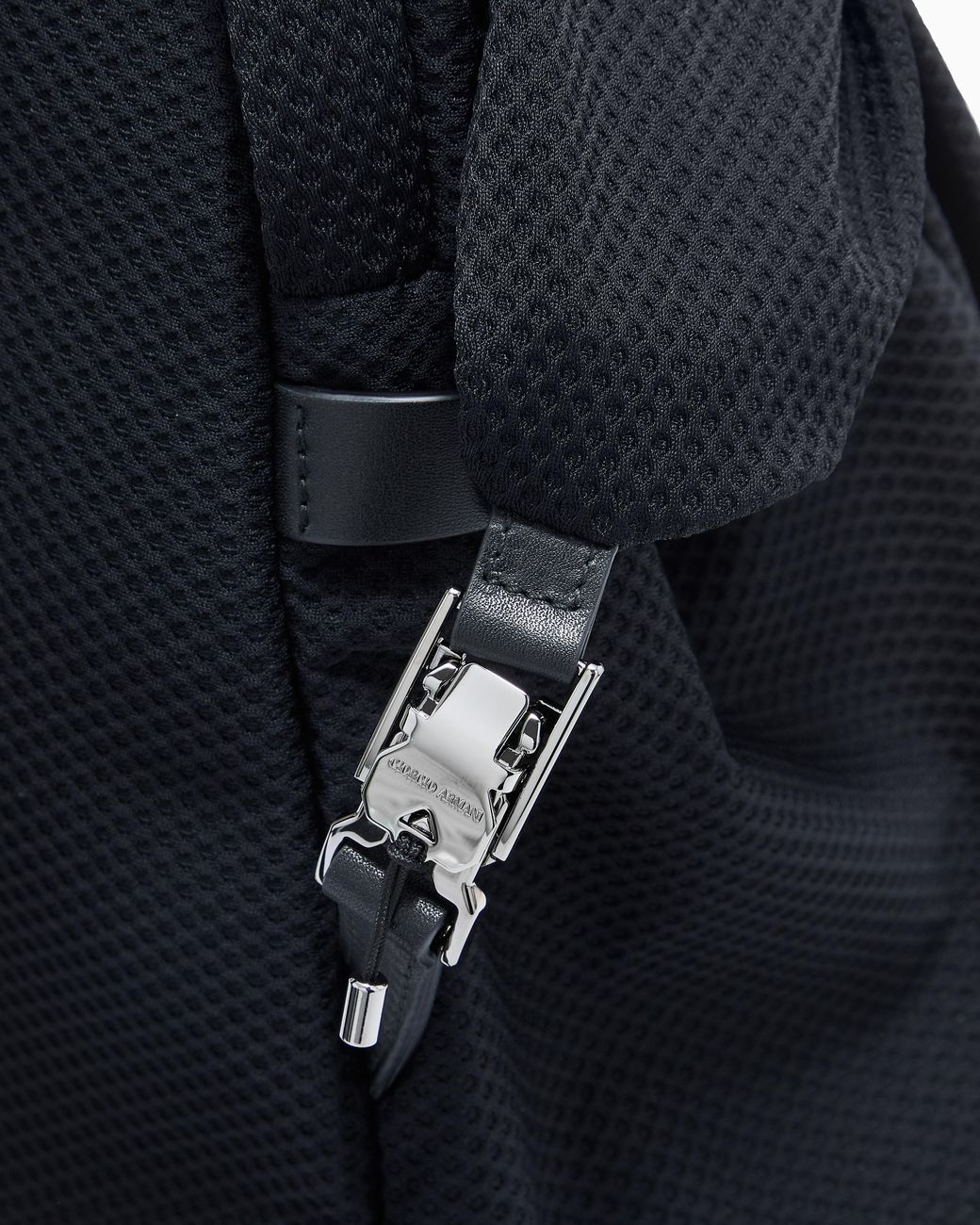 Giorgio Armani Black Mesh And Leather Backpack for men