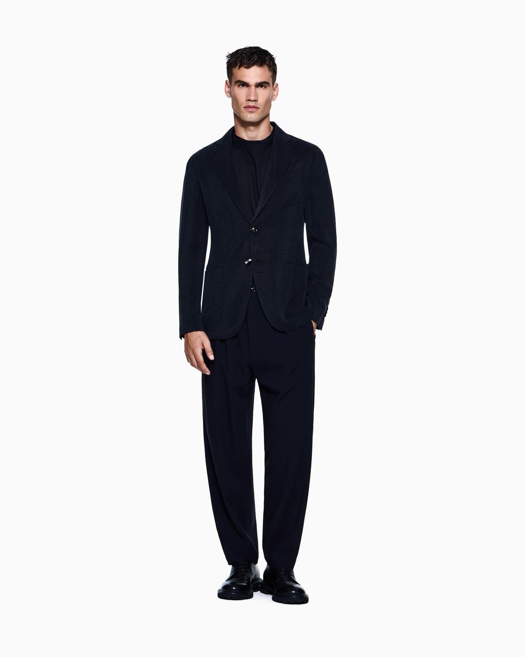 Giorgio Armani Blue Upton Line Single-Breasted Canneté Cupro Jacket for men