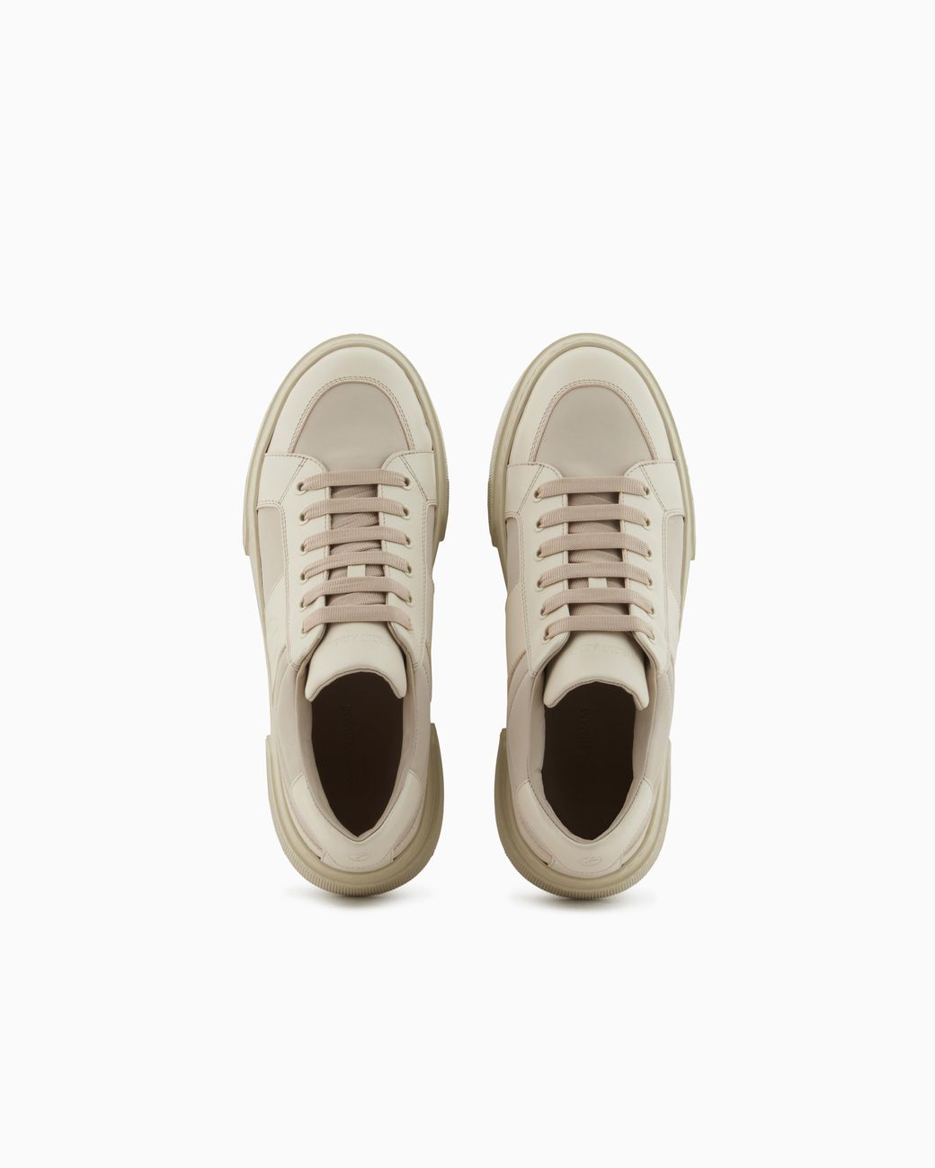 Giorgio Armani White Leather And Fabric Sneakers for men