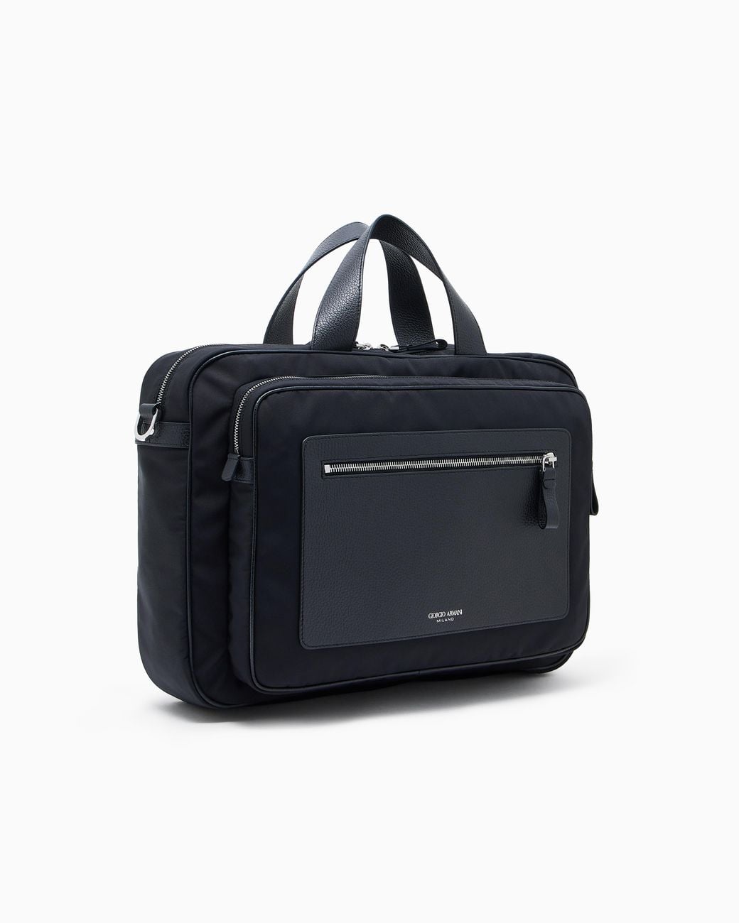 Giorgio Armani Blue Pebbled-Leather And Nylon Briefcase for men