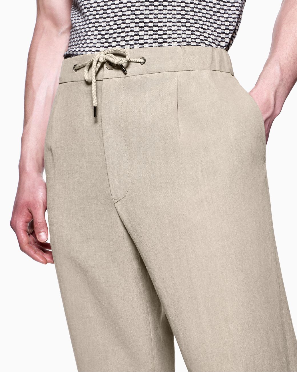 Giorgio Armani Gray Single-Pleat, Linen-Canvas Trousers for men