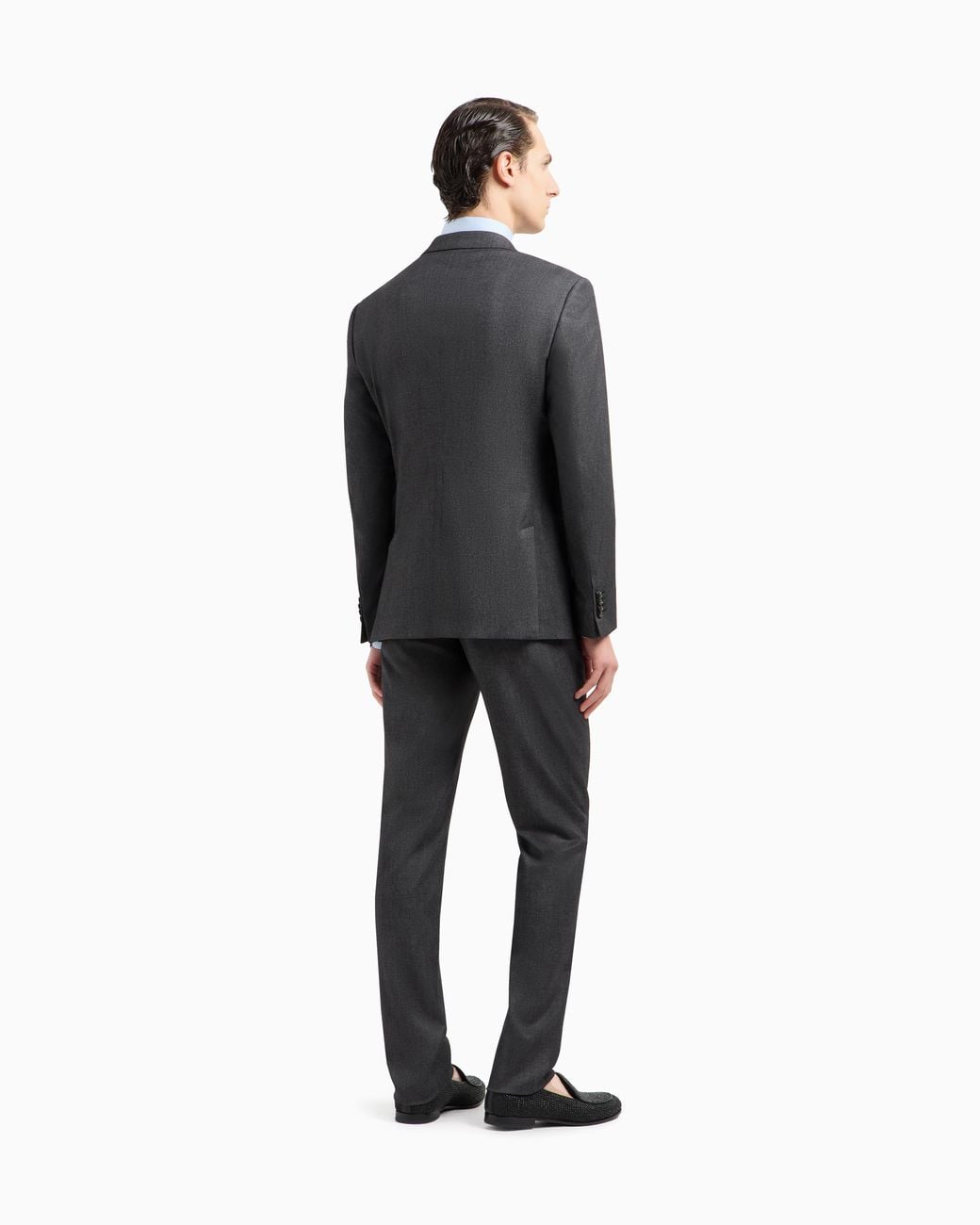 Giorgio Armani Black Soho Line Double-Breasted Denim-Effect Cashmere And Stretch Cotton Suit for men
