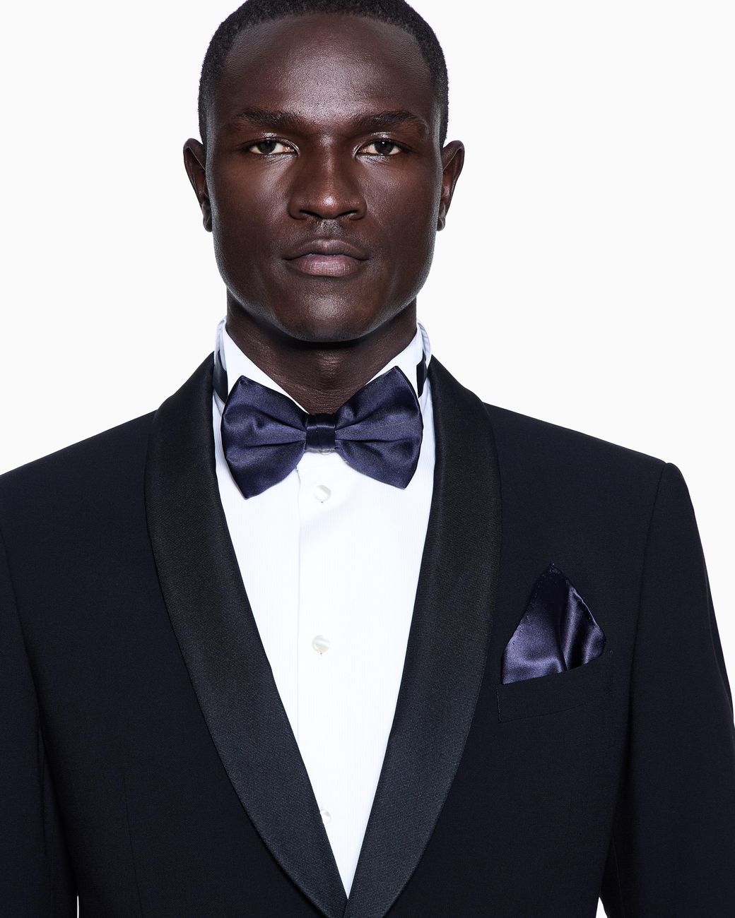 Giorgio Armani Blue Large, Pure Silk Knotted Bow Tie for men