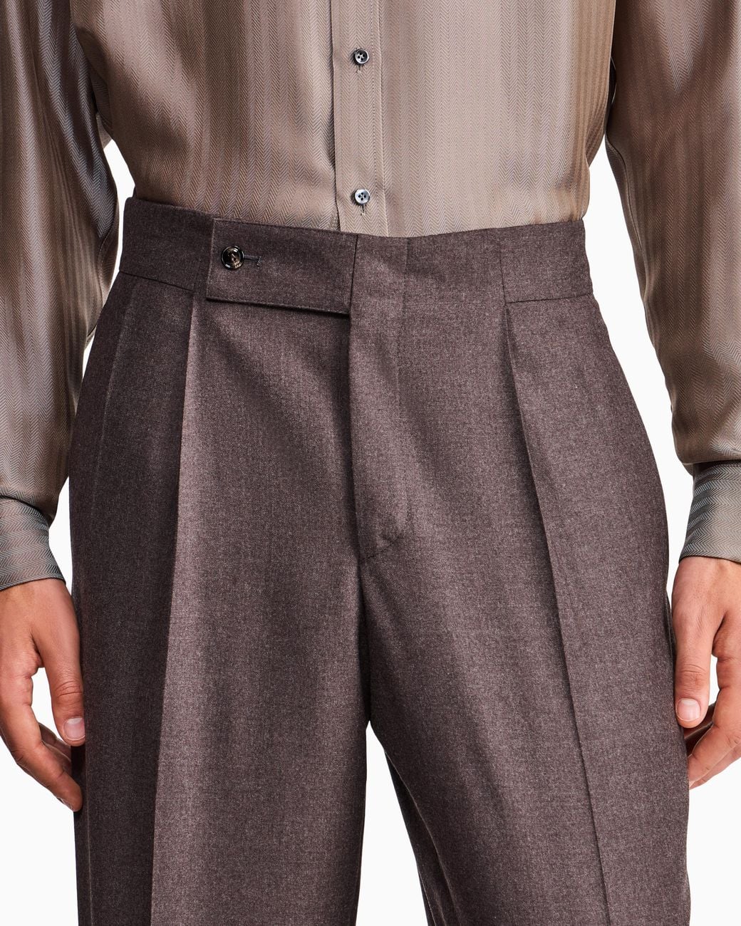 Giorgio Armani Brown Oversized Double Pleat Trousers for men
