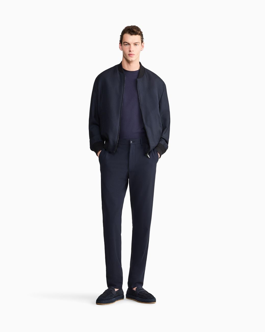 Giorgio Armani Blue Crew Neck T-Shirt for men