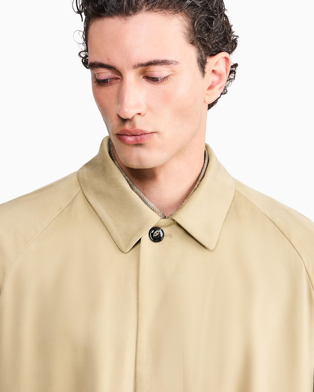 Giorgio Armani Natural Trench Coat Oversized Fit Washed Lyocell Poplin for men
