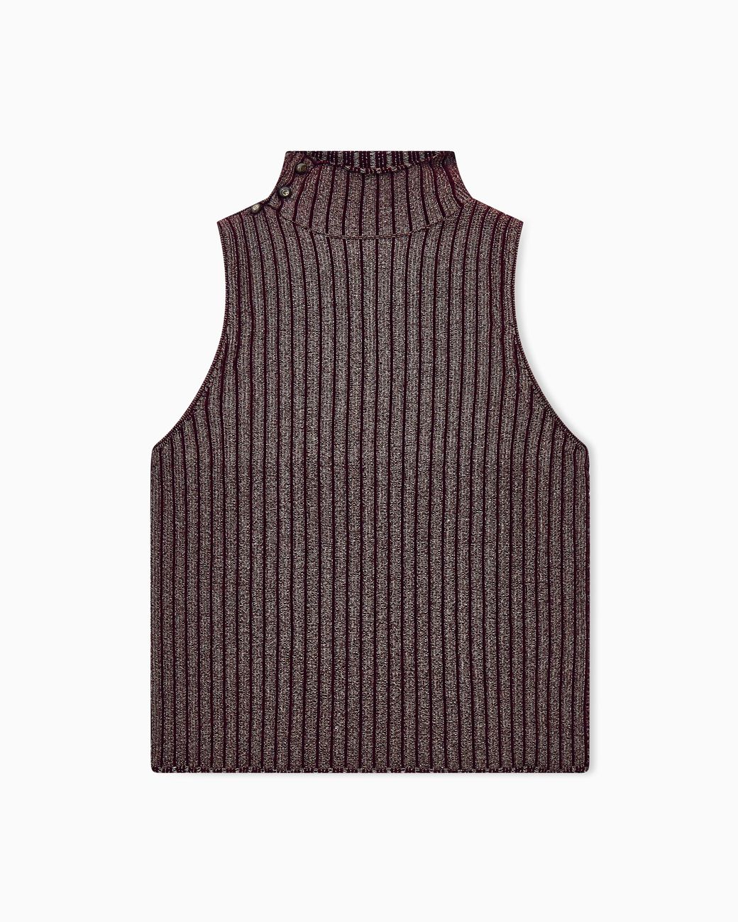 Giorgio Armani Brown Knit Top Sleeveless Turtleneck