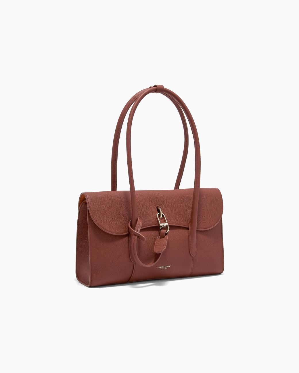Giorgio Armani Red Small Pebbled Leather Shoulder Bag