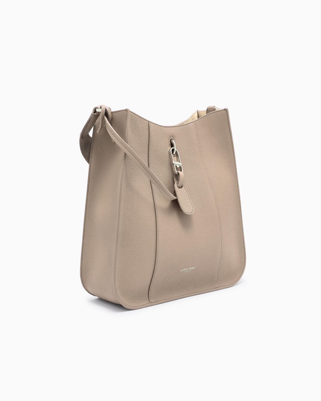 Giorgio Armani Natural Pebbled Leather Shoulder Bag