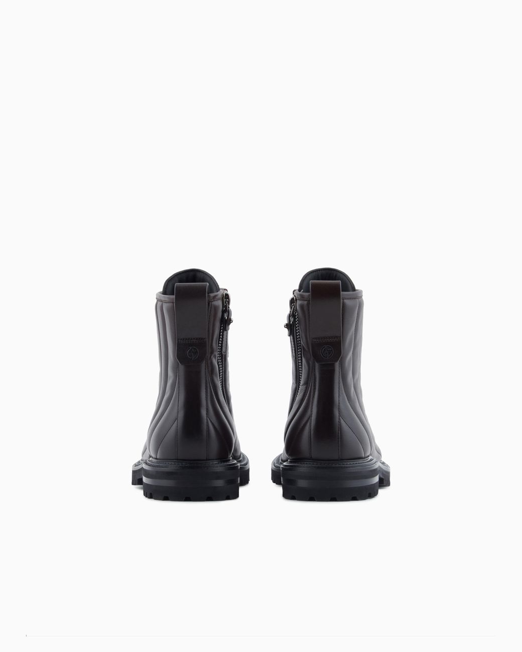 Giorgio Armani Black Nappa Calfskin Combat Boots for men