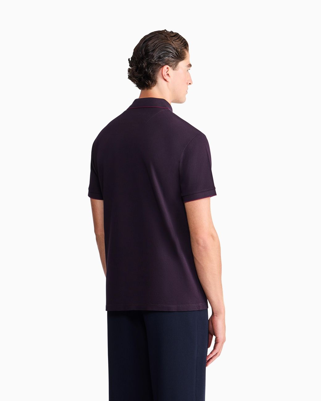 Giorgio Armani Blue Cotton Piqué Polo With Contrasting Trim for men