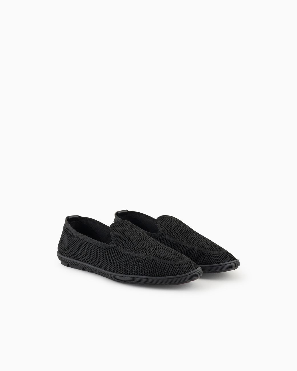 Giorgio Armani Black Breathable Mesh Slip-On Sneaker With Leather Inserts for men
