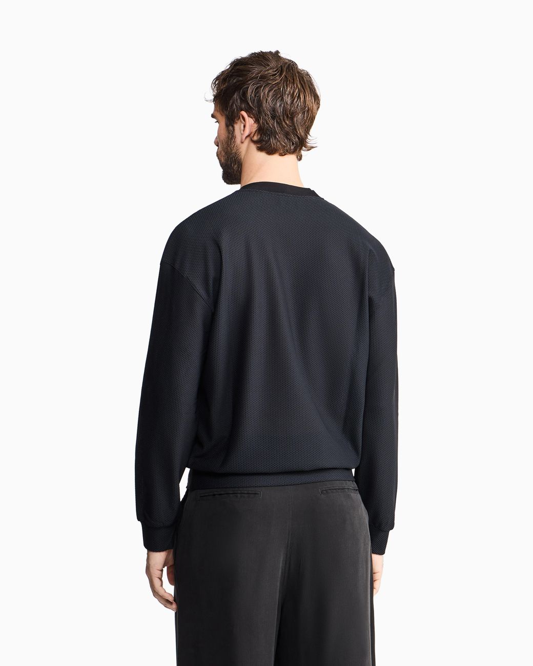 Giorgio Armani Blue Technical Waffle Sweatshirt for men