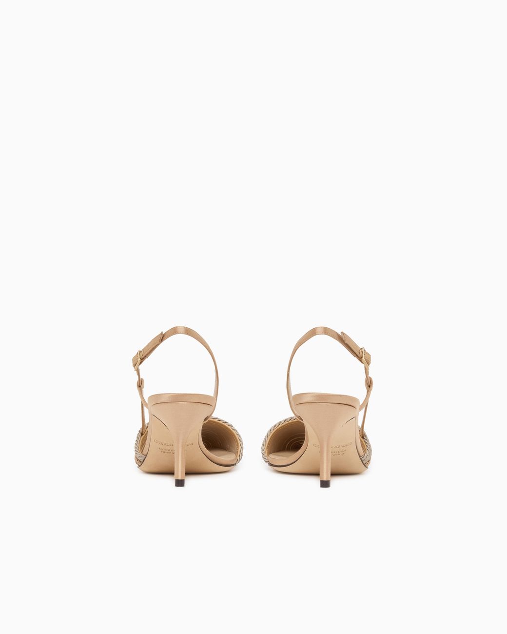 Giorgio Armani White Satin Slingbacks With Passementerie Trim Detail