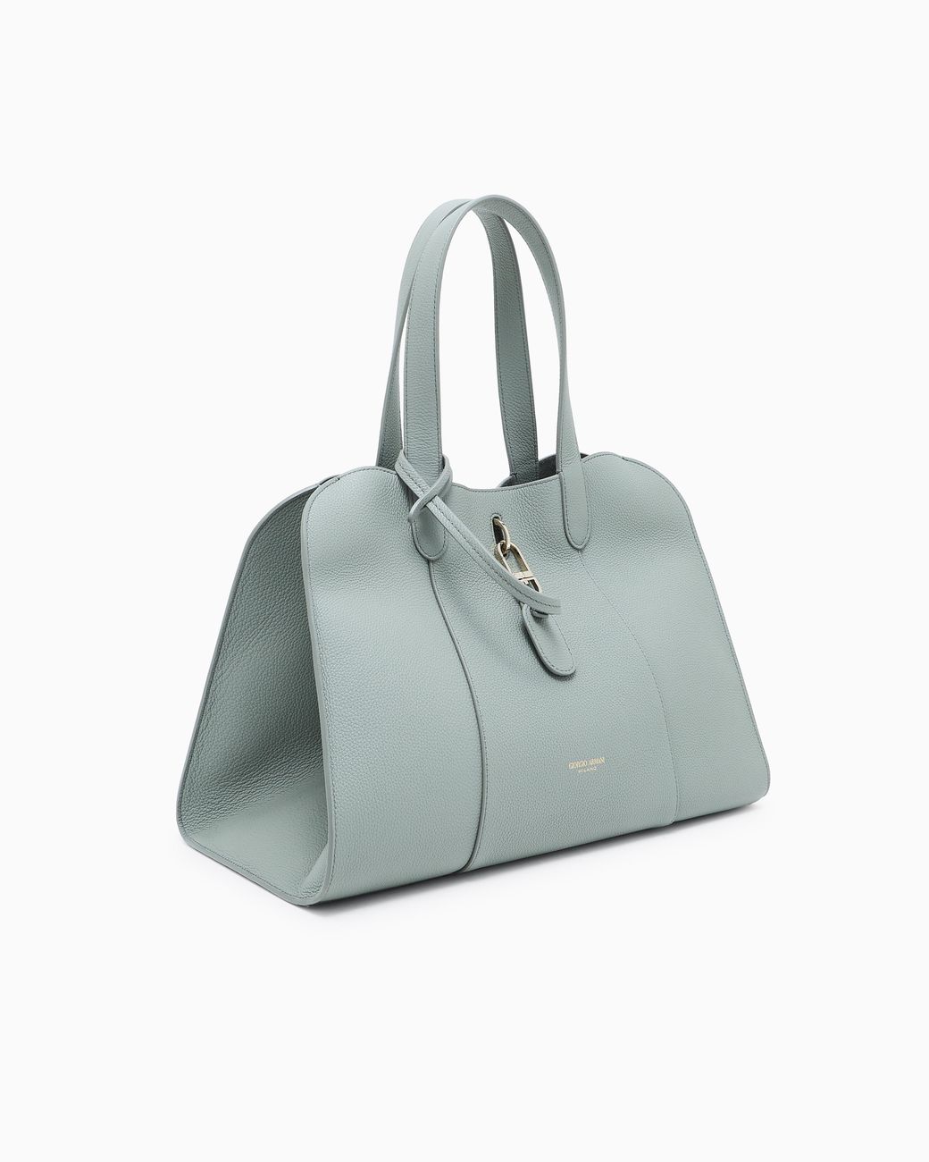 Giorgio Armani Blue Large Pebbled Leather Tote Bag