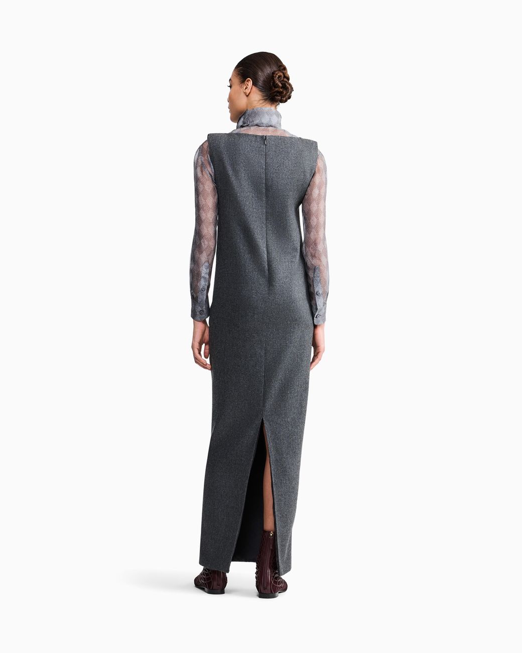 Giorgio Armani Gray Sleeveless Long Dress