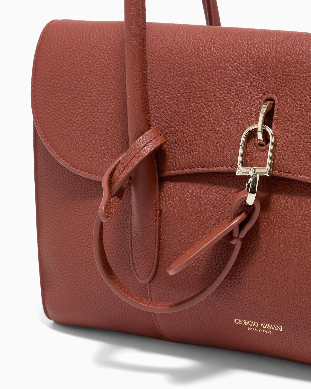 Giorgio Armani Red Small Pebbled Leather Shoulder Bag