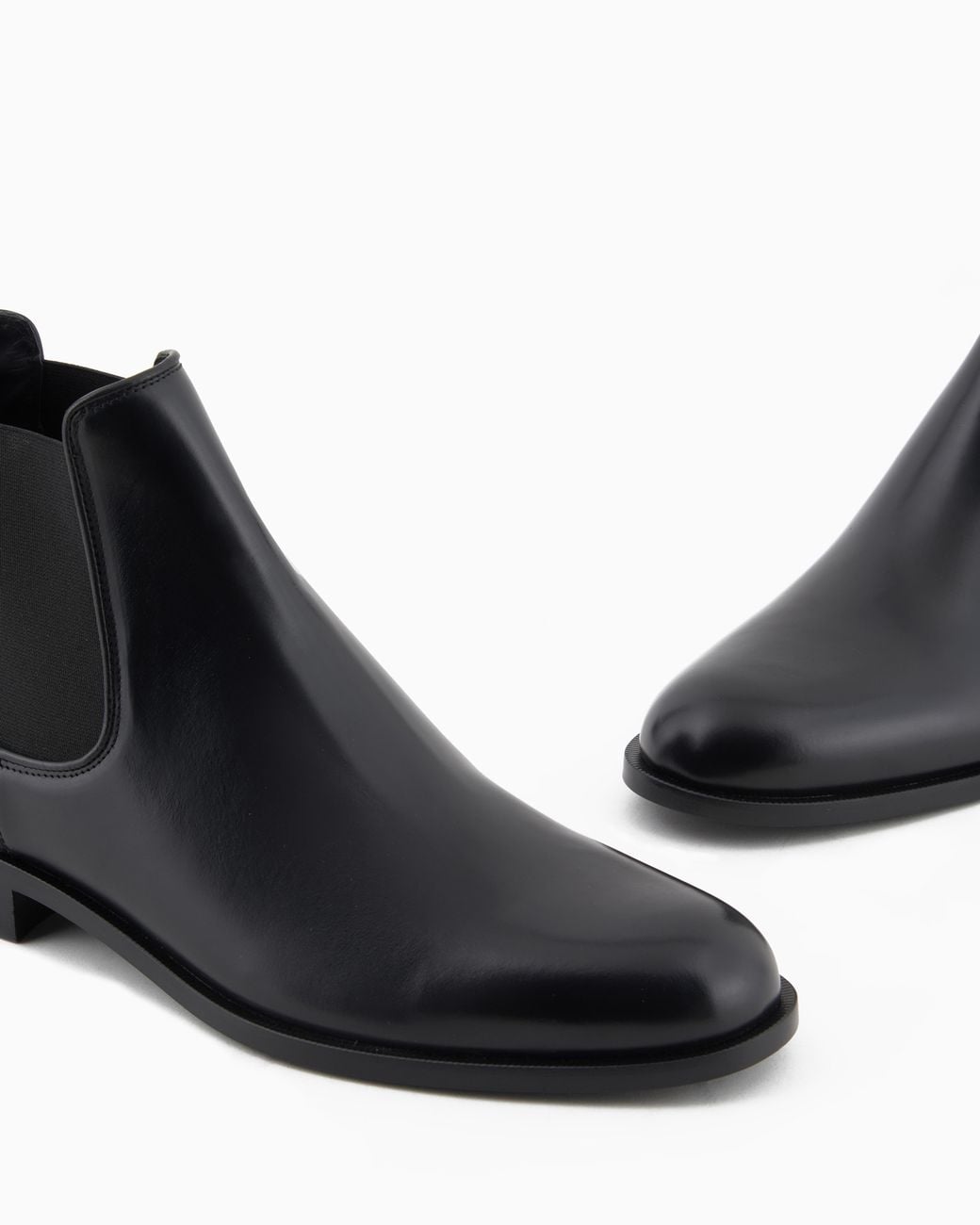 Giorgio Armani Black Antique-Effect Leather Ankle Boots for men