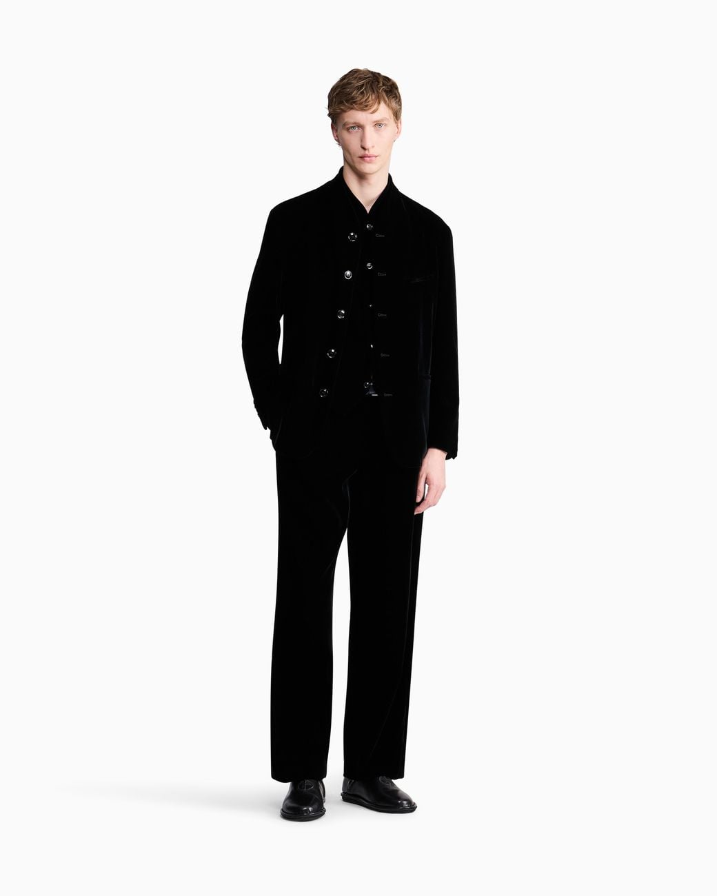 Giorgio Armani Blue Blazer One Shot Stretch Viscose And Cupro Velvet for men