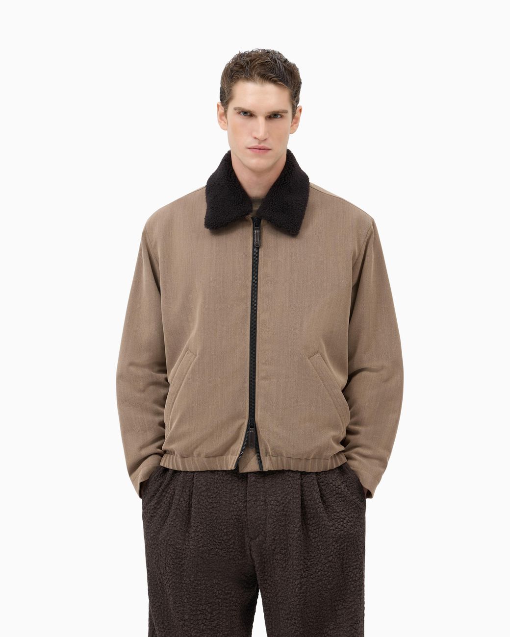 Giorgio Armani Brown Blouson Jacket Regular Fit for men