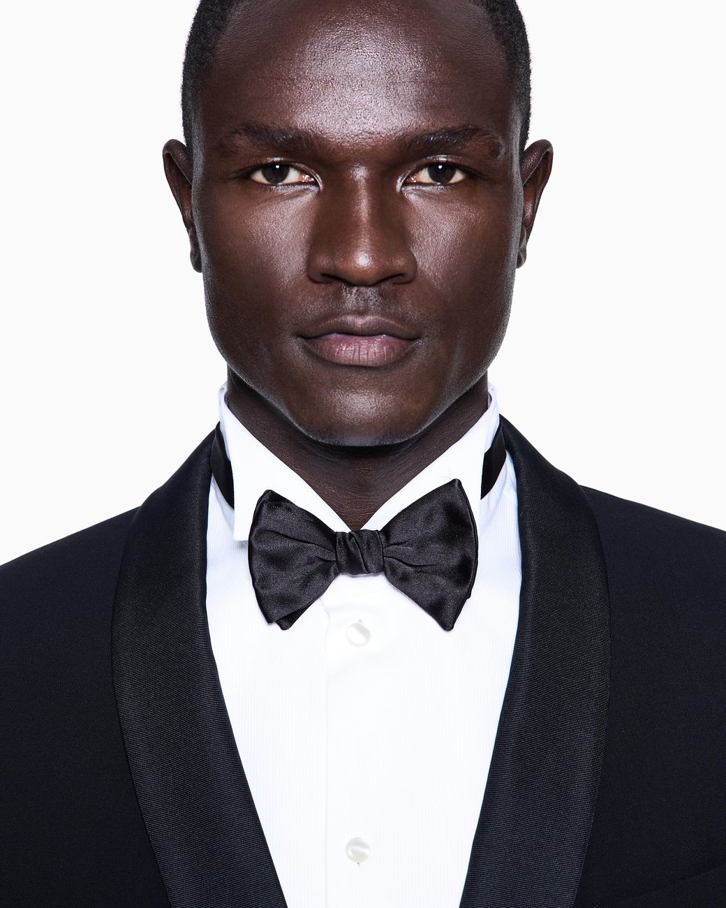 Giorgio Armani Black Pure Silk Knotted Bow Tie for men