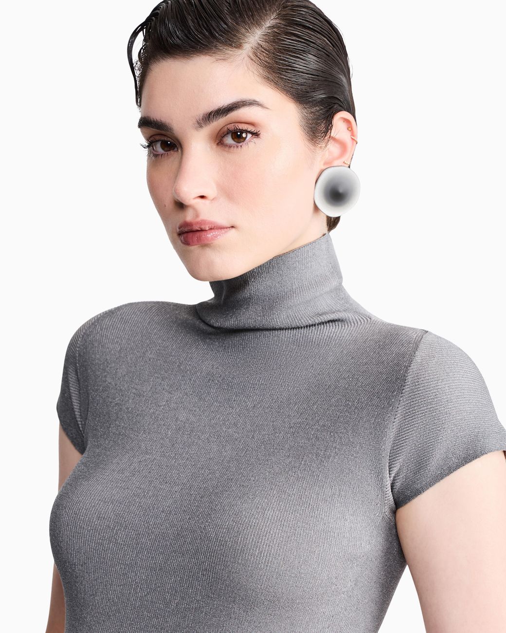 Giorgio Armani Blue Sweater Slim Fit Cup Sleeve Turtleneck English Ribbed Viscose